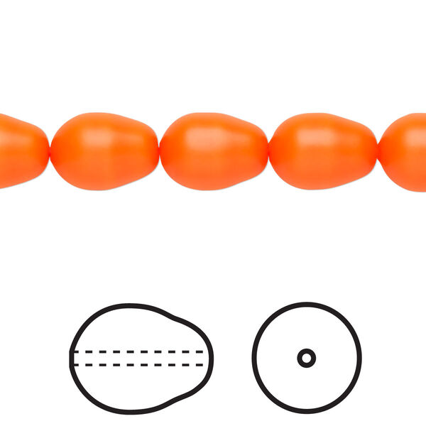 Pearl 10pk neon orange, Crystal Passions® 11x8mm pear 5821 image number 0