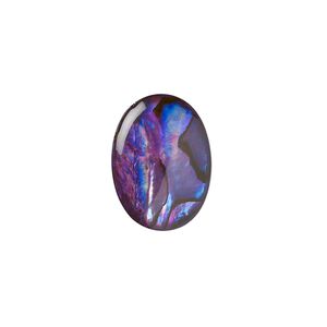 Cabochon, paua shell (coated / dyed), purple, 18x13mm calibrated oval, Mohs hardness 3-1/2. Sold per pkg of 4.