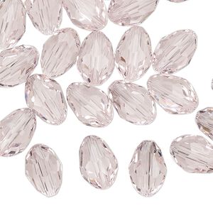 Bead Celestial Crystal® 1pkg40, 11X7.5mm-12X8mm teardrop / 66 facets, transparent pink