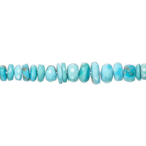 Turquoise 1pkg1, faceted uneven rondelle bead B grade, 17 inch graduated 4x2mm-6x4mm image number 0