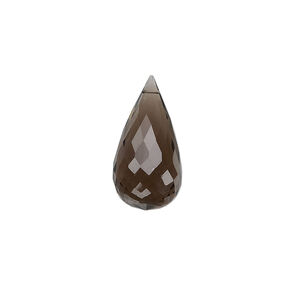 Smoky quartz 1pkg2, hand-cut top-drilled faceted briolette bead 20x10mm