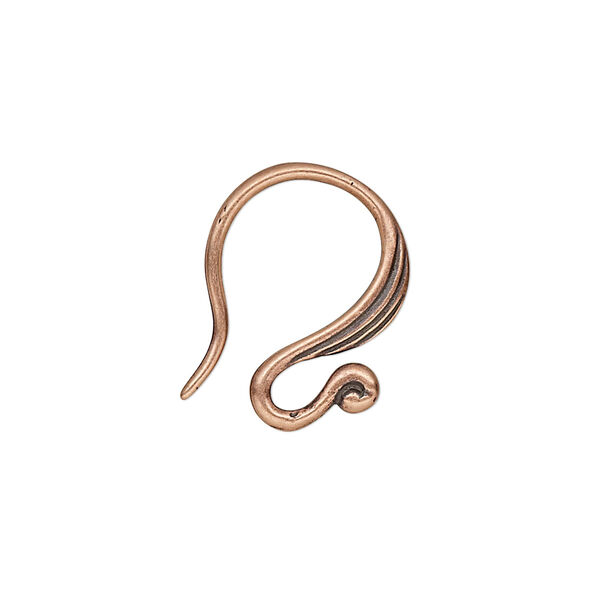 Ear wire, JBB Findings, antique copper-plated brass, 18mm French hook, 16 gauge. Sold per pair. image number 0