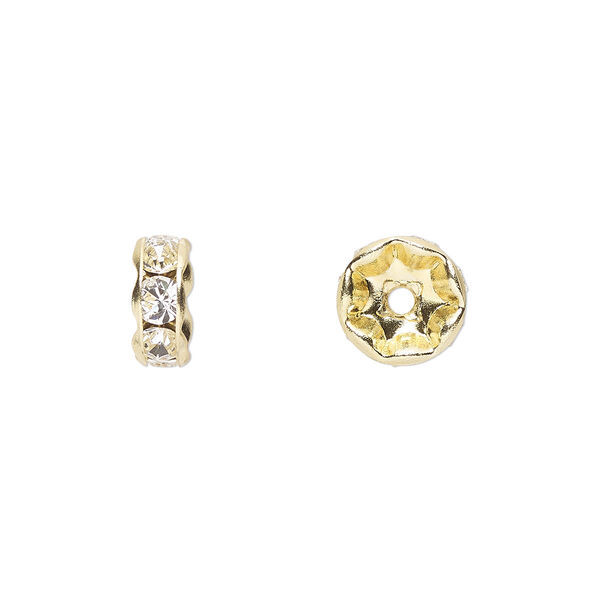 Bead 144pk crystal gold plate, Preciosa Czech crystal 8x3.5mm rondelle image number 0