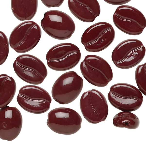 Bead, Preciosa, Czech pressed glass, opaque espresso, 10.5x8mm coffee bean. Sold per pkg of 25. image number 0