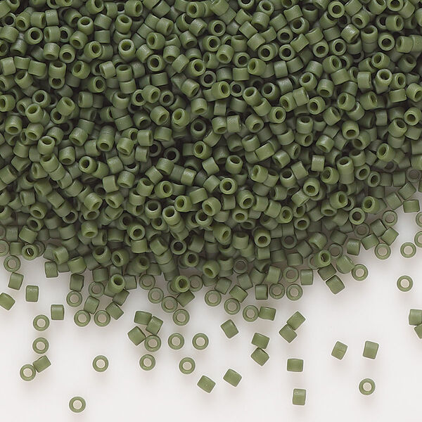 Seed bead, Delica®, glass, pkg/7.5g, #11 round, opaque matte glazed avocado (DB-2291). image number 0