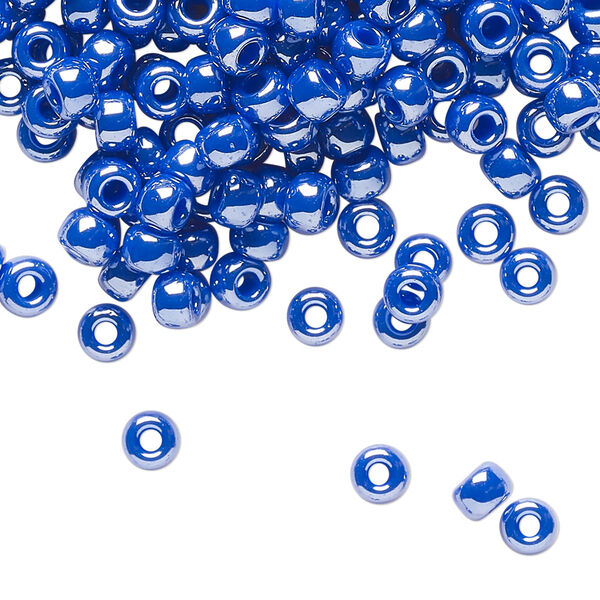 Seed bead, Miyuki, glass, pkg/250g, #6 rocaille, opaque luster cyan blue, (RR-432). image number 0
