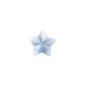 Drop, glass, transparent blue, 13mm star. Sold per pkg of 10.