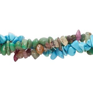 Multi-gemstone 1pkg3, chip bead 14 inch mix small to large