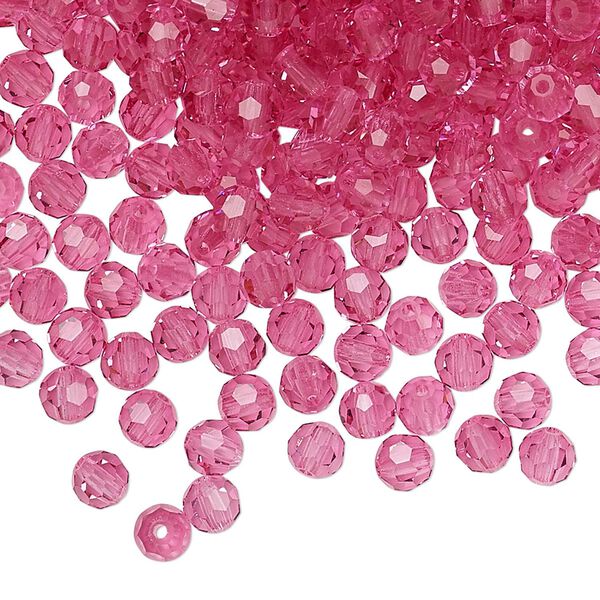 Bead 720pk rose, Preciosa Czech crystal 4mm round image number 0