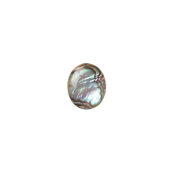 Cabochon, paua shell (coated), 12x10mm calibrated oval, Mohs hardness 3-1/2. Sold per pkg of 6. image number 0