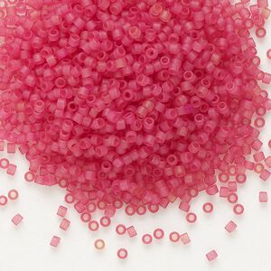 Seed bead, Delica®, glass, pkg/50g, #11 round, translucent matte dark rose light topaz (DB-0778).