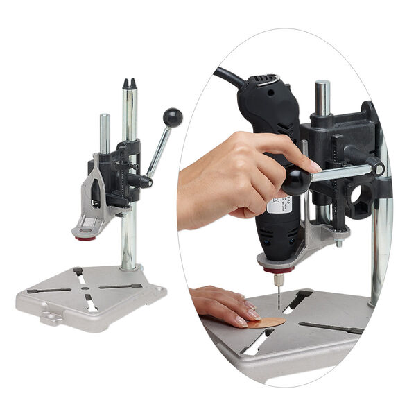 Drill press stand, MILESCRAFT® 1097 ToolStand™, steel / aluminum / plastic, black and white, 16 x 11 x 7 inches with 6x6-inch base plate. Sold individually. image number 0