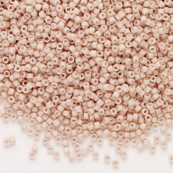 Seed bead, Delica®, glass, pkg/7.5g, #11 round, opaque matte glazed luster blush (DB-0354-1). image number 0