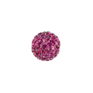 Bead, glass rhinestone / epoxy / resin, fuchsia, 14mm round. Sold individually.