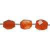 Carnelian 1pkg7, hand-cut top-drilled faceted puffed barrel bead, 9x8mm-12x11mm image number 0