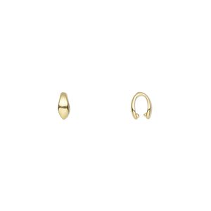 Bail, ice-pick, gold-plated brass, 6x2.5mm with 3.5mm grip length. Sold per pkg of 20.