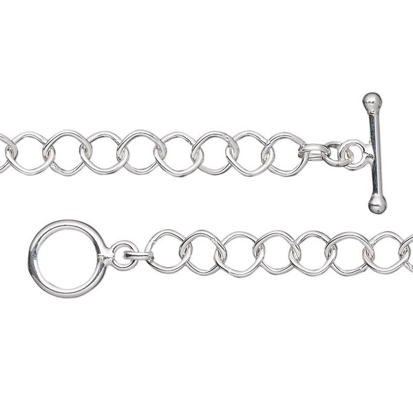 Chain, sterling silver, 5mm diamond cable, 7 inches with toggle clasp. Sold individually. image number 0