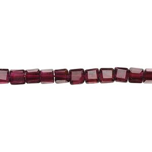 Garnet 1pkg1, hand-cut faceted flat square bead 15.5-16 inch 5x5mm-6x6mm