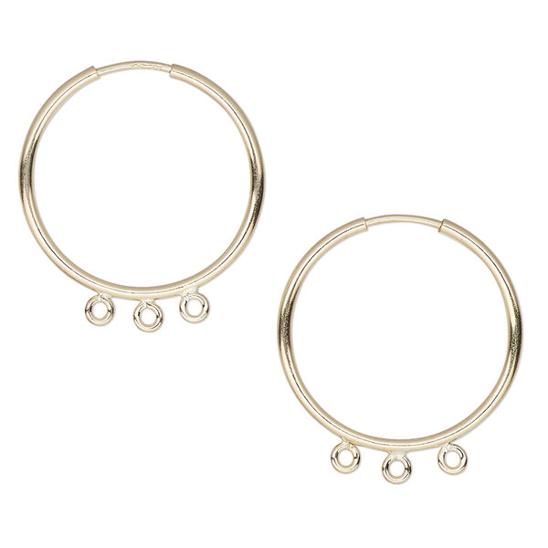 Earring hoop 1pkg2 14Kt gold-filled, 20mm / endless / 3 closed bottom loop, 21 gauge 1 pair image number 0