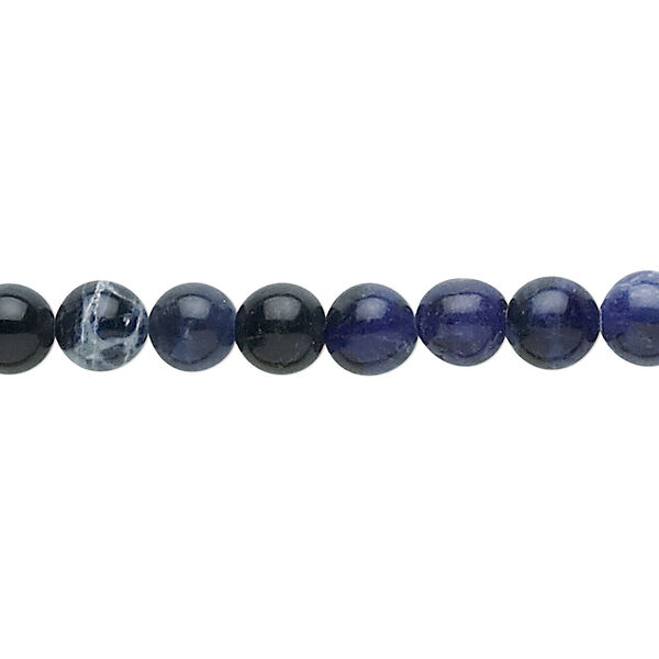 Bead, sodalite (natural), 6mm round, B grade, Mohs hardness 5 to 6. Sold per 15-1/2" to 16" strand. image number 0