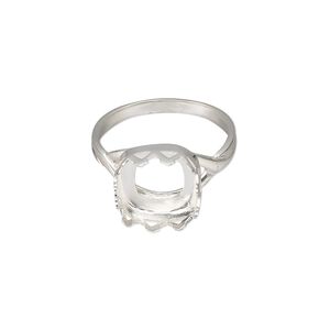 Ring, Almost Instant Jewelry®, sterling silver, 11.5mm wide with triangle edge and 10mm cushion bezel setting, size 7. Sold individually.