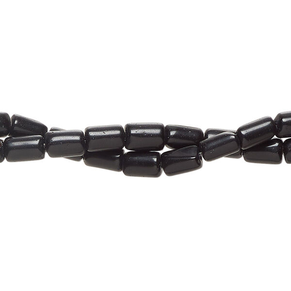 Bead fiber optic 2pk opaque black, 6x4mm-8x5mm round tube 14 inch image number 0