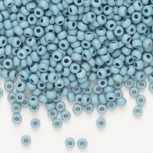 Seed bead, Preciosa Ornela Czech glass, 1pkg500g, 2.8-3.2mm rocaille, opaque matte terra dyed ocean mist chalkwhite (06432)