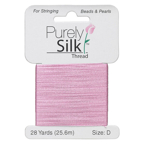 Thread, Purely Silk™, strawberry pink, size D. Sold per 28-yard card. image number 0