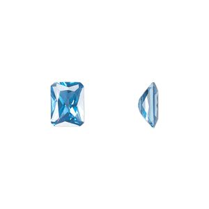 Gem, cubic zirconia, zircon blue, 8x6mm faceted emerald-cut, Mohs hardness 8-1/2. Sold per pkg of 2.