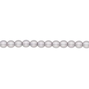 Bead, Czech pearl-coated glass druk, opaque matte light grey, 4mm round. Sold per 15-1/2" to 16" strand.