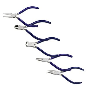 Pliers set, steel and rubber, black or blue,  4-1/2 inches with roll-up case. Sold per 5-piece set.