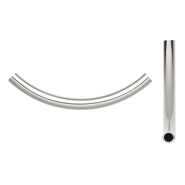 Bead, stainless steel, 49x4mm curved tube. Sold per pkg of 10. image number 0