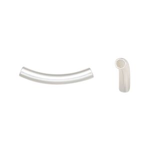 Bead, silver-plated brass with satin finish, 22x3mm curved tube. Sold per pkg of 100.
