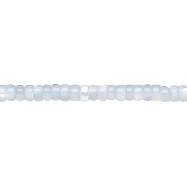 Bead, mother-of-pearl shell (dyed), blue, 3x2mm heishi, Mohs hardness 3-1/2. Sold per 15-1/2 to 16-inch strand. image number 0
