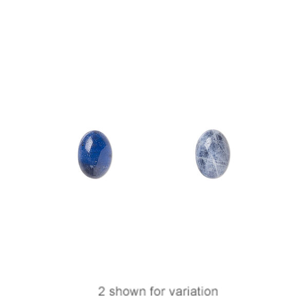 Cabochon, sodalite (natural), medium to dark, 7x5mm calibrated oval, B grade, Mohs hardness 5 to 6. Sold per pkg of 10. image number 0