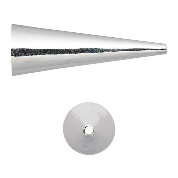 Cone, sterling silver, 38x13mm, 11mm inside diameter. Sold per pkg of 2. image number 0