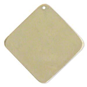 Focal, brass, earth tone olive patina, Pantone® color 15-0525, 40x40mm double-sided diamond. Sold per pkg of 6.