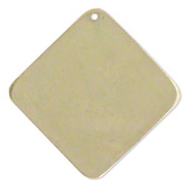 Focal, brass, earth tone olive patina, Pantone® color 15-0525, 40x40mm double-sided diamond. Sold per pkg of 6. image number 0