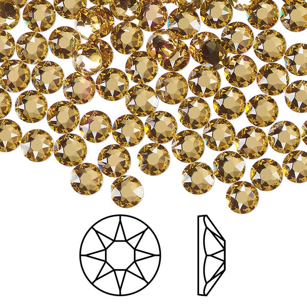 Flat back 144pk dark jonquil foil back, Crystal Passions® hotfix 4.6-4.8mm round SS20 2078 image number 0
