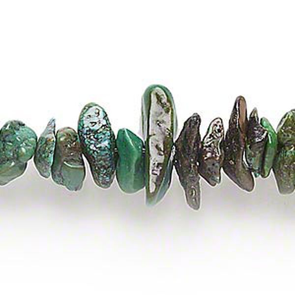 Bead, turquoise (dyed / stabilized), blue, large chip, Mohs hardness 5 to 6. Sold per 15-1/2" to 16" strand. image number 0