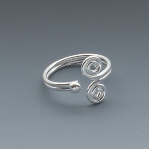 Toe ring, sterling silver, 12mm wide with double swirl design, adjustable. Sold individually.