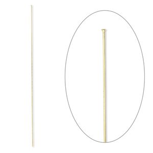 Stick pin, gold-finished brass, 8 inches with head, 18 gauge. Sold per pkg of 10.