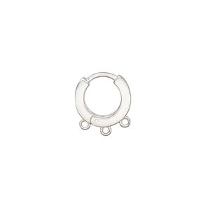 Earring hoop 1pkg2 sterling silver, 12mm hinged / 3 closed loop / square tube, 1 pair