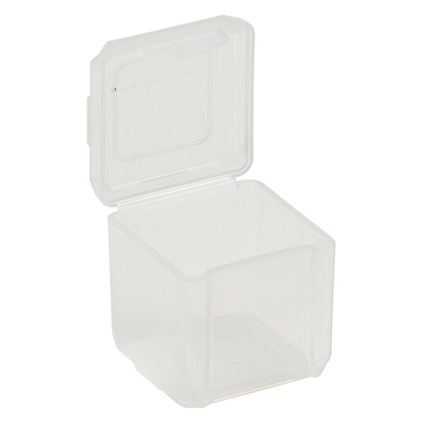 Organizer, Dot Box™, plastic, clear, 1-1/4 x 1-1/4 x 1-1/4 inch square with pop-up lid. Sold per pkg of 4. image number 1