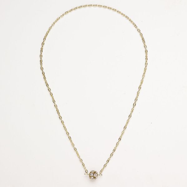 Aluminum / steel / glass rhinestone 1pkg3, oval rolo chain / ball assortment mixed finish / clear 18 inch 3mm image number 1