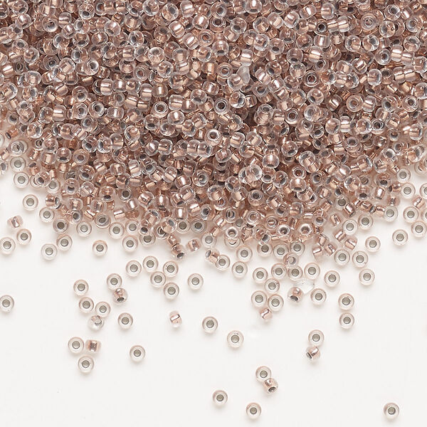 Seed bead, Miyuki, glass, pkg/35g, #15 rocaille, transparent copper-lined crystal clear, (RR-197). image number 0