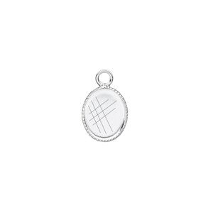 Drop, silver-plated brass, 11x9mm oval with beaded edge and 10x8mm oval bezel cup setting. Sold per pkg of 24.
