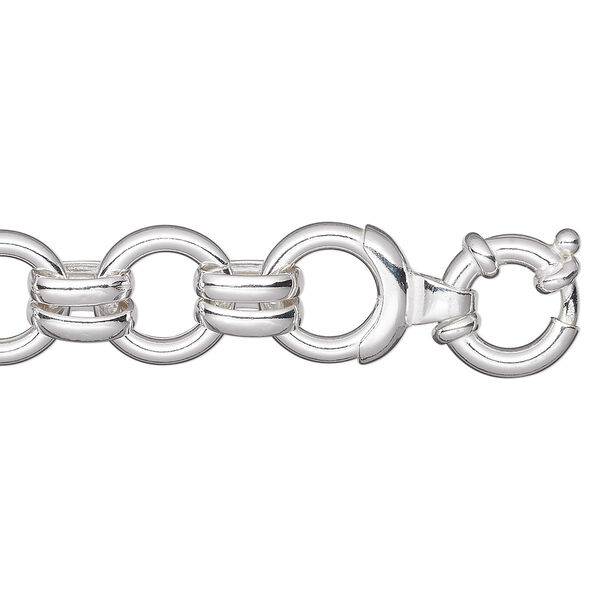 Chain, sterling silver, 16mm round, 7 inches with springring clasp. Sold individually. image number 0