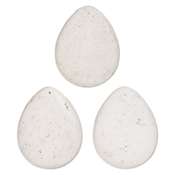 Focal, magnesite (natural), 46 x 36mm puffed teardrop, C grade, Mohs hardness 3 to 3-1/2. Sold per pkg of 3. image number 0
