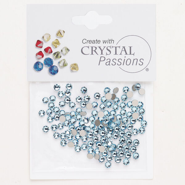 Flat back 1pkg144 aquamarine foil back, Crystal Passions&reg; rhinestone 3.00-3.12mm round SS12 image number 0